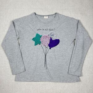 Zara Girls Flip Sequin Top Long Sleeve Gray Sequence Flipping Shirt Size 10